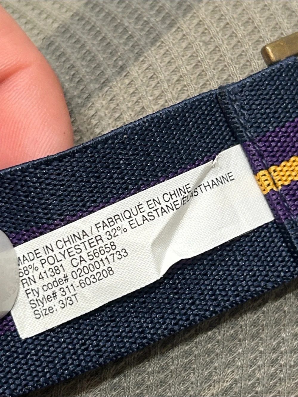 Ralph Lauren Vintage Navy Web Belt with Stripe and Brass Crest Buckle Boys 3T